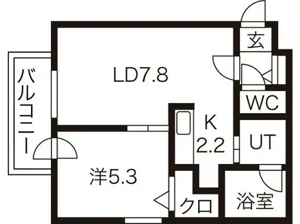 ローヤルハイツ月寒西(1LDK/2階)の間取り写真