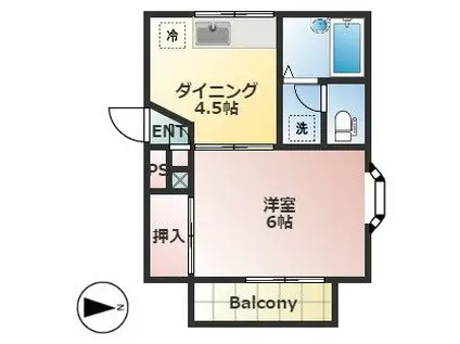 パームツリースクエア(1DK/1階)の間取り写真