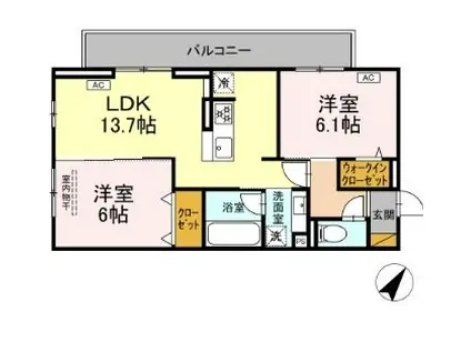 プラヴール(2LDK/3階)の間取り写真