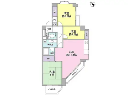 アルス長津田(3LDK/2階)の間取り写真