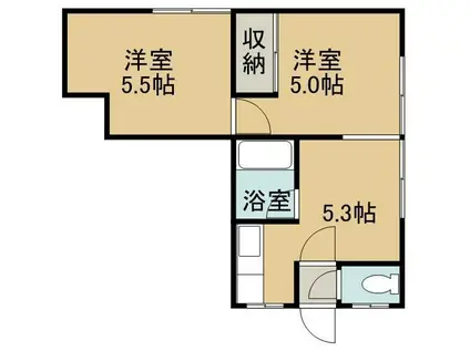 タップス(2DK/1階)の間取り写真