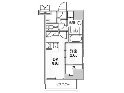 SYFORME大井町II(1DK/6階)の間取り写真