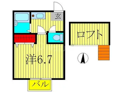 クラメゾン(1K/2階)の間取り写真