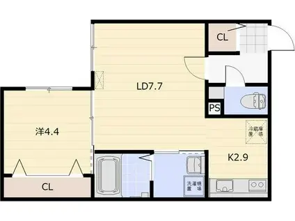 ジーハイム西岡(1LDK/1階)の間取り写真