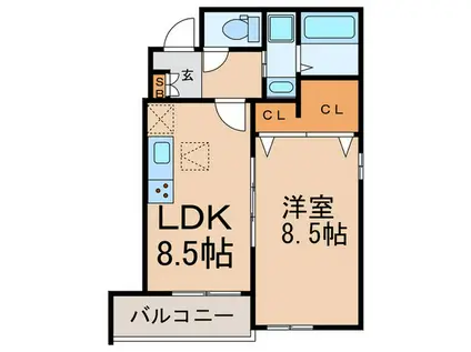 ヒル護国寺(1LDK/1階)の間取り写真