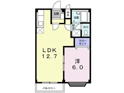 ペアハイツ三鷹B(1LDK/2階)の間取り写真