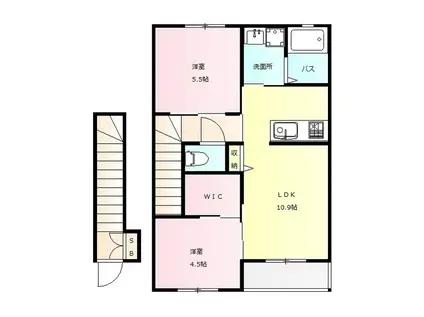 モン・リヴィエールC(2LDK/2階)の間取り写真