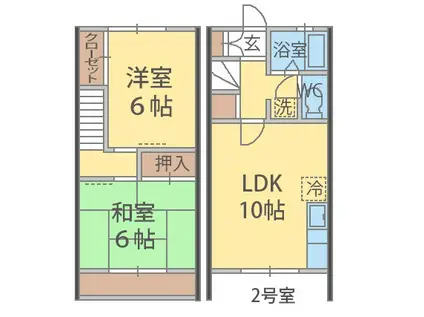 レジデンス・渋谷 B棟(2LDK/1階)の間取り写真