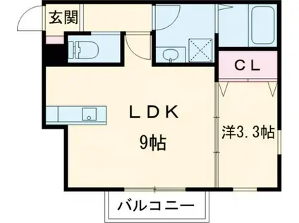 MERVEILLE御薗(1LDK/3階)の間取り写真
