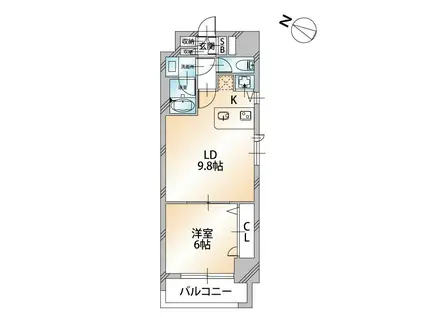 KDX千葉中央レジデンス(1LDK/6階)の間取り写真