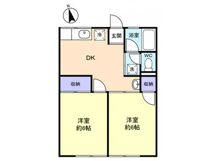 シティハイムやよい(2DK/1階)の間取り写真