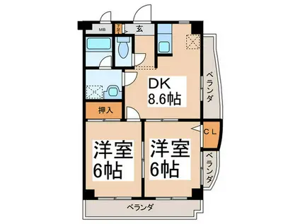 鴨志田第2ビル(2DK/3階)の間取り写真