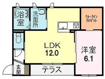 BELTA 吉身(1LDK/1階)の間取り写真