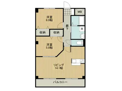 Mエスパシオ(2LDK/1階)の間取り写真