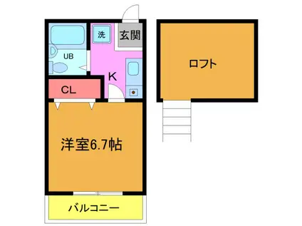 ビジョンA(1K/1階)の間取り写真