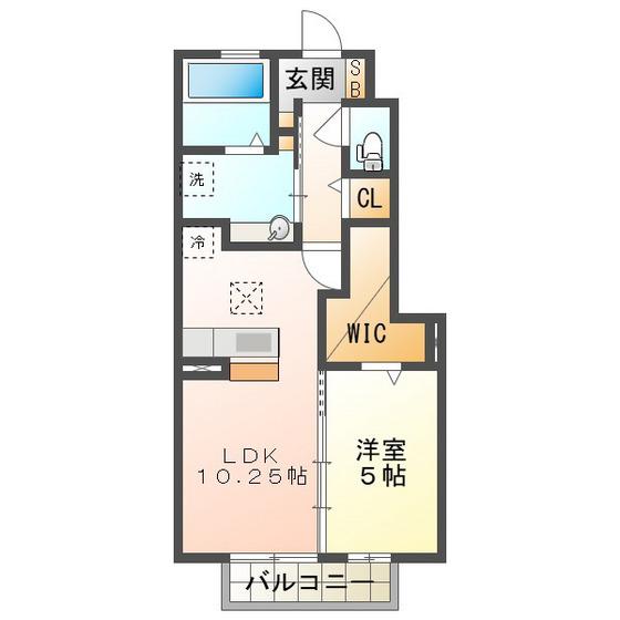 サンシエール中川原 壱番館(1LDK/1階)の間取り写真