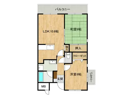 ファミーユ中山(2LDK/2階)の間取り写真