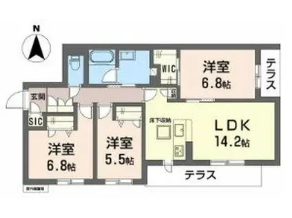 シャーメゾンウィステリア(3LDK/1階)の間取り写真