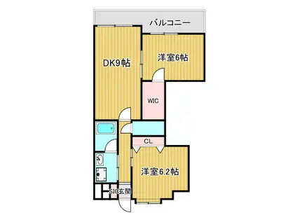 センチュリーアスカX(2DK/2階)の間取り写真