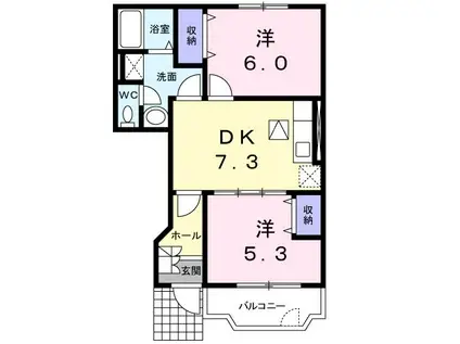 クレール カルキ A(2DK/1階)の間取り写真