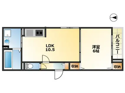 ジェルメ アンジュ メゾン(1LDK/2階)の間取り写真