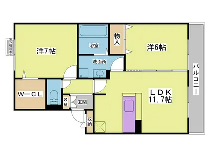 プロスペラール(2LDK/3階)の間取り写真