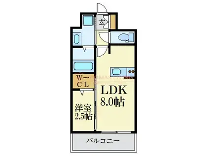 エンクレスト大手門GLOW(1LDK/9階)の間取り写真