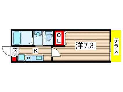 マーブルコート千葉みなと(1K/1階)の間取り写真