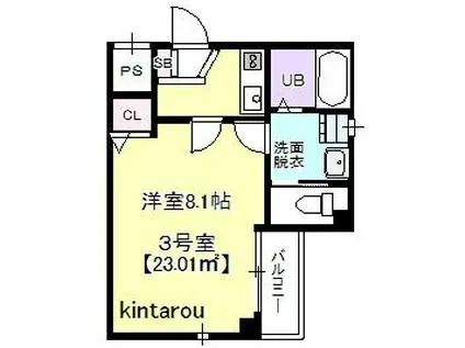 ブライトヒルズ新宿(1K/3階)の間取り写真