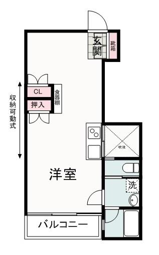 エフ・シャープ(1DK/2階)の間取り写真