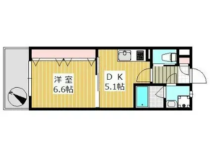 ボヌール博多(1DK/11階)の間取り写真