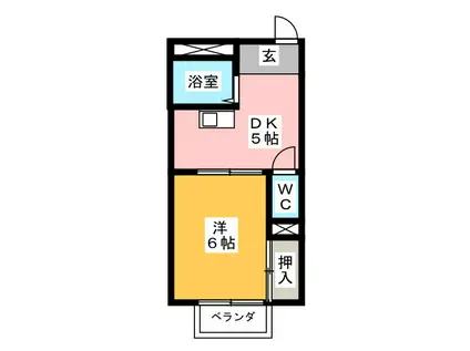 サクセスタウン岸岡(1DK/1階)の間取り写真