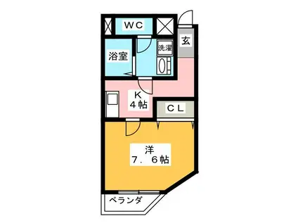 ベリスタ岐阜(1K/2階)の間取り写真