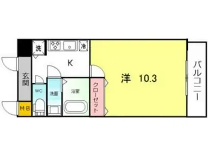 アスティオン三国ヶ丘(1K/2階)の間取り写真