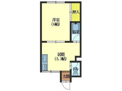 ハイムはちまん(1DK/2階)の間取り写真