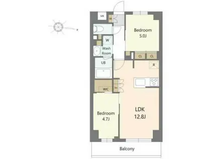 エスレジデンス東浦和アグア(2LDK/1階)の間取り写真