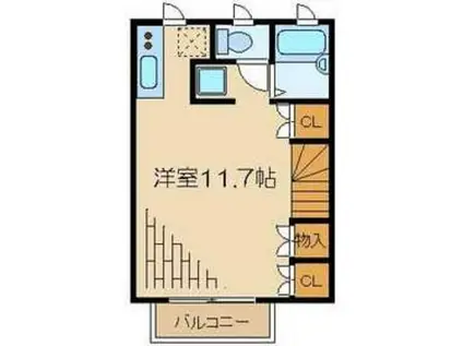 KOUHOKURESIDENCE(ワンルーム/2階)の間取り写真