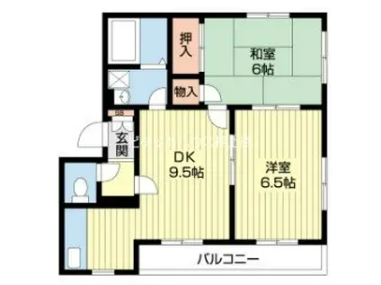 亀戸ハウス(2DK/2階)の間取り写真