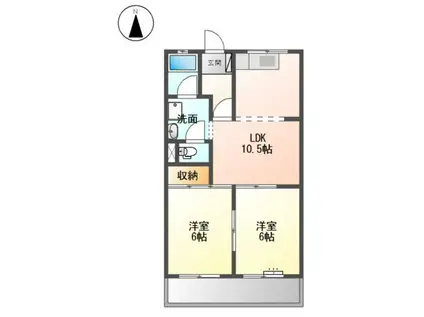 フラワーポリス咲II(2LDK/2階)の間取り写真