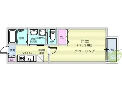 リアーレ長町南(1K/2階)の間取り写真