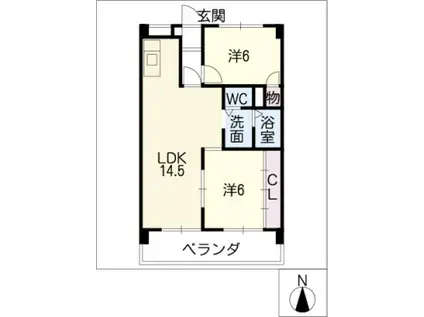 ヒルハイツ桃山(2LDK/2階)の間取り写真