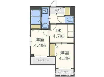 あいプラザ別府(2DK/2階)の間取り写真