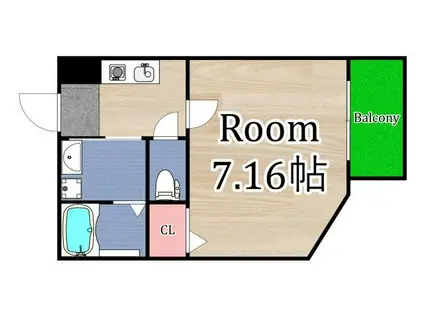 カーサクレスト清水II(1K/3階)の間取り写真