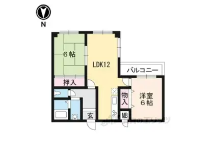 ランブラス南長岡京(2LDK/2階)の間取り写真