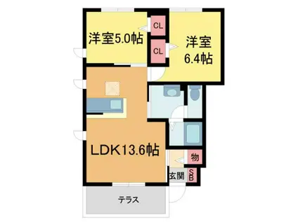 シャーメゾン樋ノ口 A棟(2LDK/1階)の間取り写真