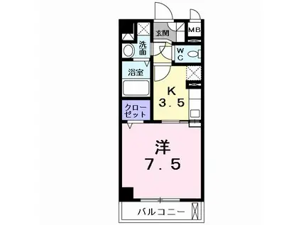 ジュネス我孫子(1K/1階)の間取り写真