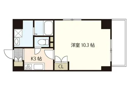 広島電鉄皆実線 比治山下駅 徒歩16分 7階建 築13年(1K/3階)の間取り写真