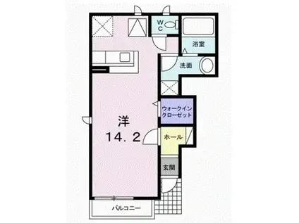 ポワッソン(ワンルーム/1階)の間取り写真