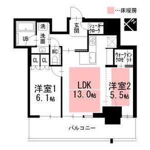 グランドメゾンTHE池下ガーデンタワー2204(2LDK/22階)の間取り写真