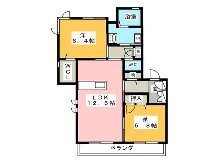 CREATEUR(2LDK/2階)の間取り写真